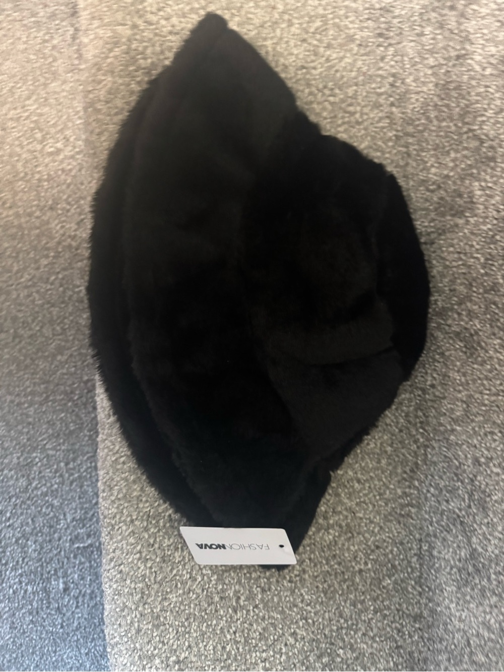 Fashion Nova Black Faux Fur Bucket Hat